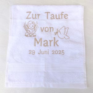 Towel for baptism with name and embroidered, baptism gift girl personalized, baptism gift boy, dove, angel, baby gift baptism name, gift boy image 11