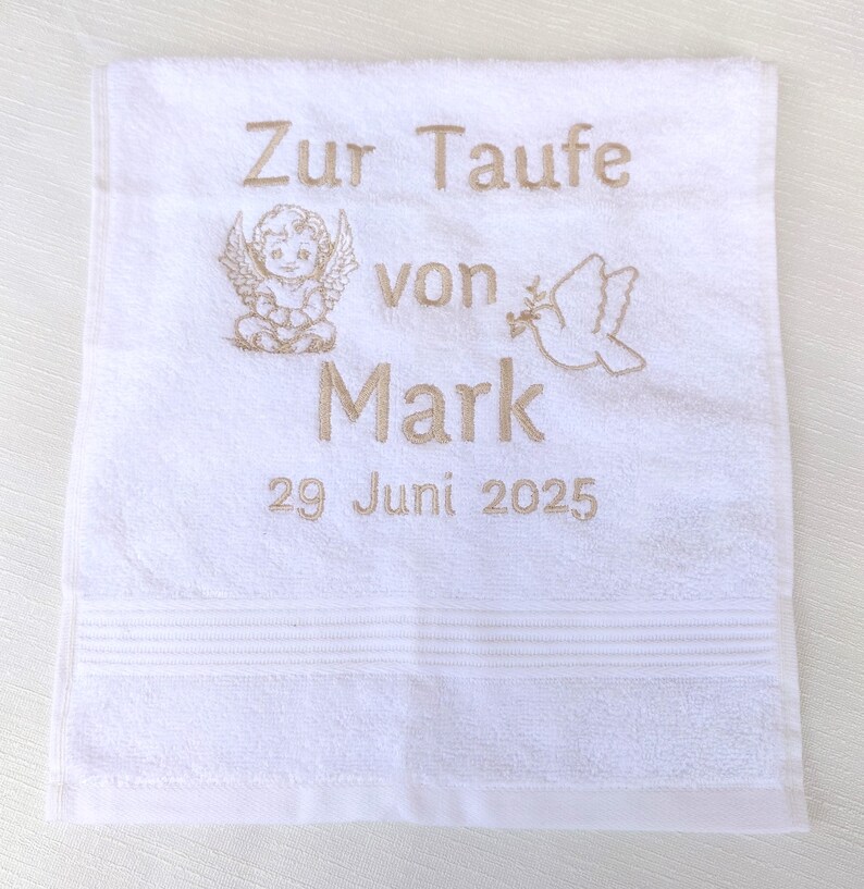 Towel for baptism with name and embroidered, baptism gift girl personalized, baptism gift boy, dove, angel, baby gift baptism name, gift boy image 11