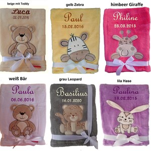 Cozy baby blanket embroidered with name birth baptism baby stroller blanket crawling blanket wrap blanket boy girl image 4