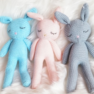 Baby bunny crocheted baby toy crocheted animals bunny pink grey blue gift baptism birth baby photo baby party boy girl girl boy cuddly toy