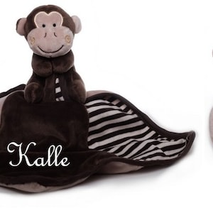 Baby comforter monkey embroidered with name + rattle