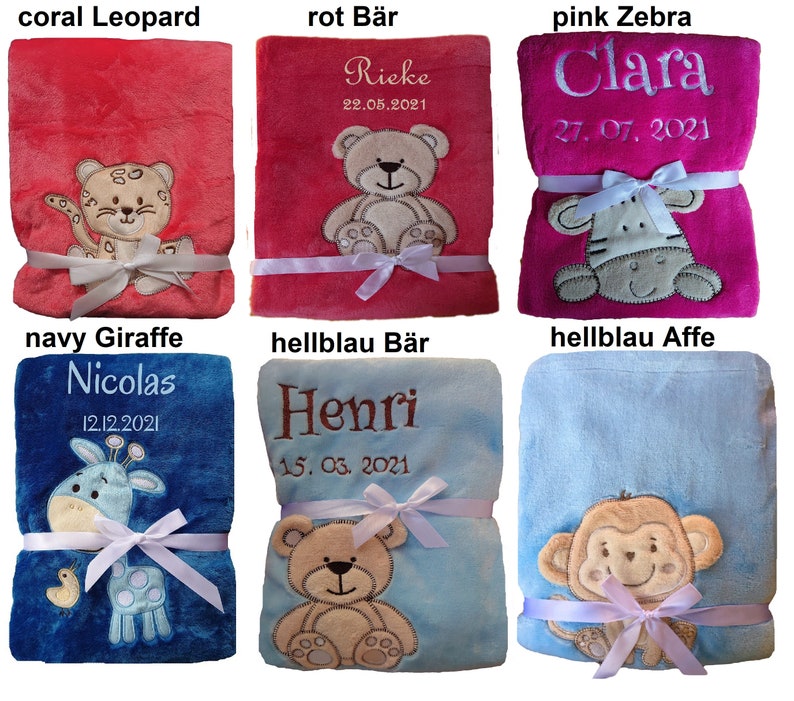 Sweet baby blanket embroidered with name, cuddly baptism birth teddy gift baby children's blanket birthday image 5