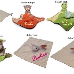 Baby Kuscheltuch AUSWAHL mit Namen bestickt personalisiert Geschenk Taufe Geburt viele Motive Farben Schmusetuch Schnuffeltuch comforter Bild 6