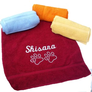 Serviette pour chien brodée avec nom 50 x 100 cm