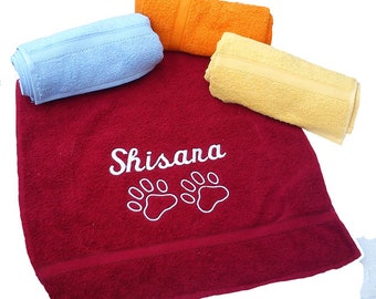 Dog towel embroidered with name 50 x 100 cm