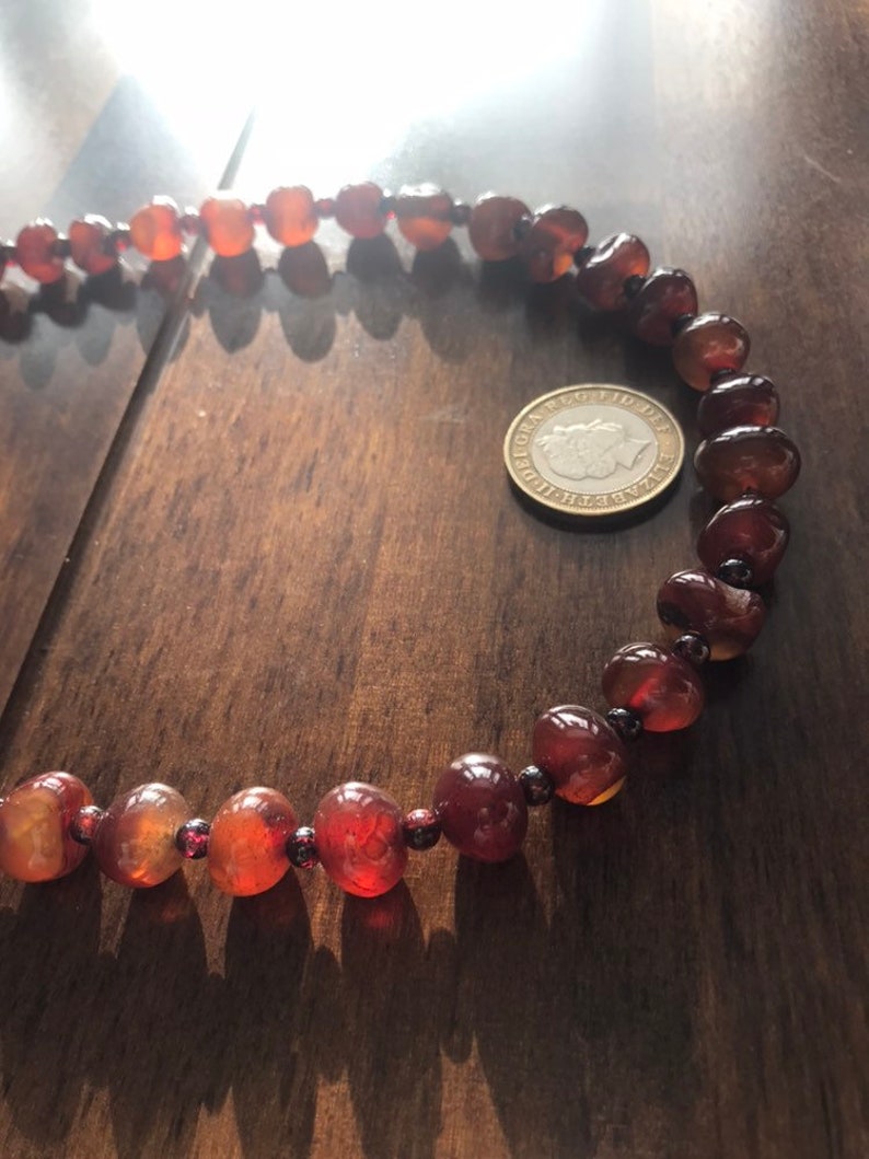 Vintage carnelian nuggets beads Carnelian necklace Garnet seed beads Long beaded necklace 24 inch necklace