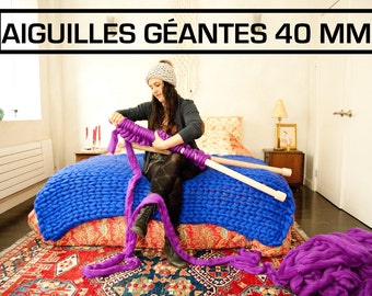 Pair giant needles 40.00 mm / Out size - Giant needles / straight needles / straight needles