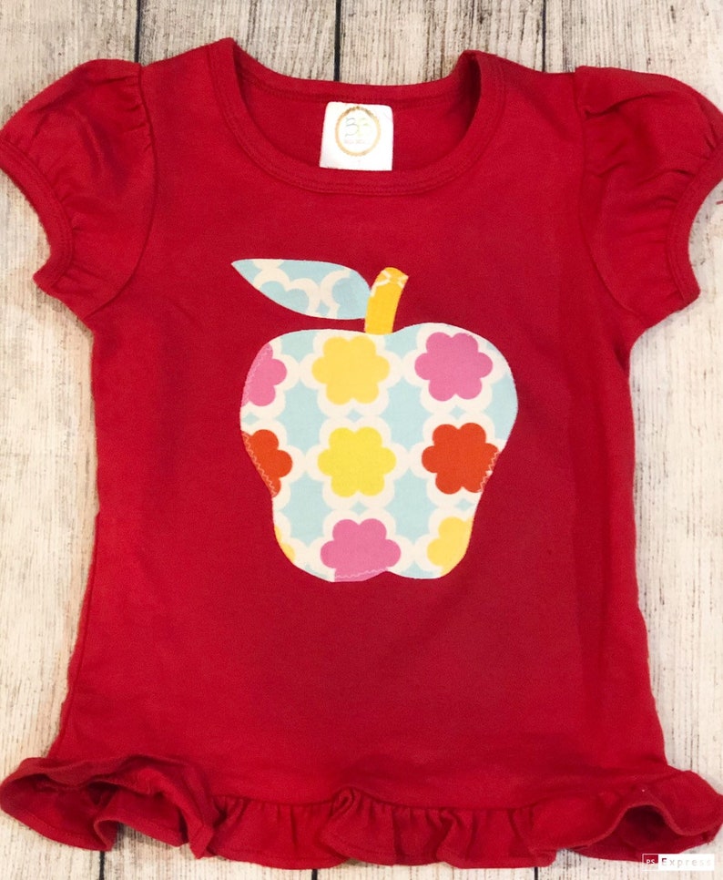 Apple shirt Girl back to school shirt First day of school shirt girls back to school outfit ruffle shorts