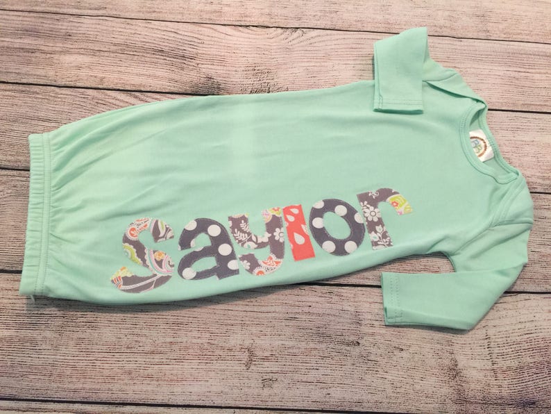 mint green baby gift Coming home outfit girl newborn girl outfit name gown girl girl baby gift