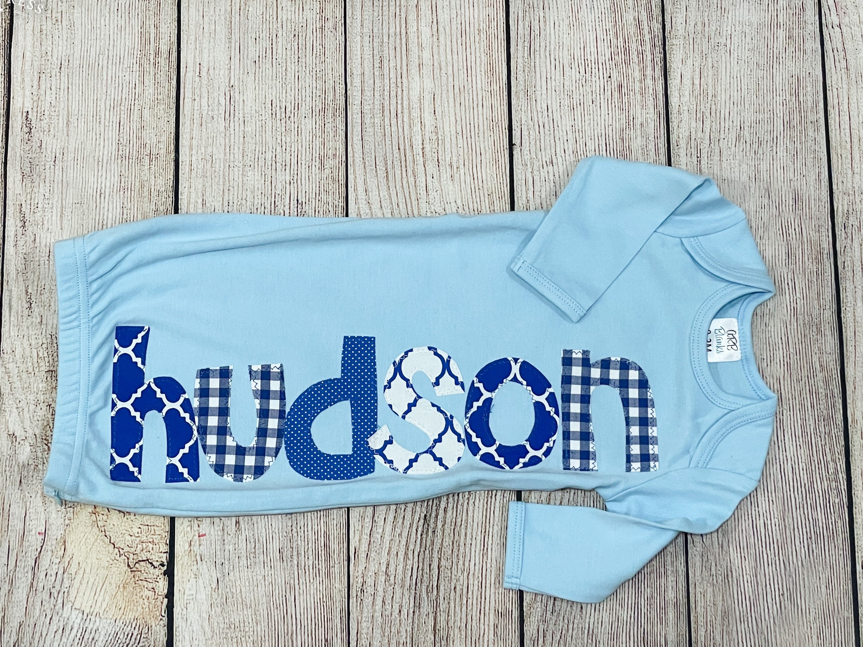 Coming Home Outfit Boy Baby Boy Name Gown Baby Boy Blue Etsy