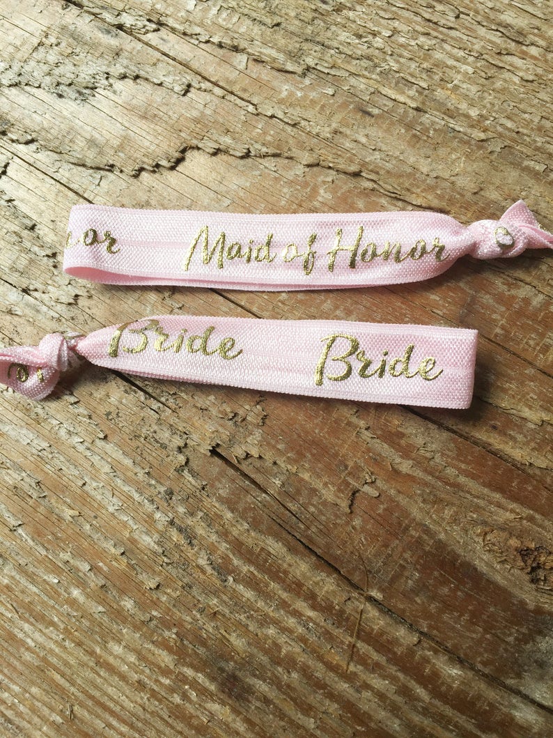 Bridesmaid Hair Ties Pink// Will You Be My Bridesmaid// Bride Etsy