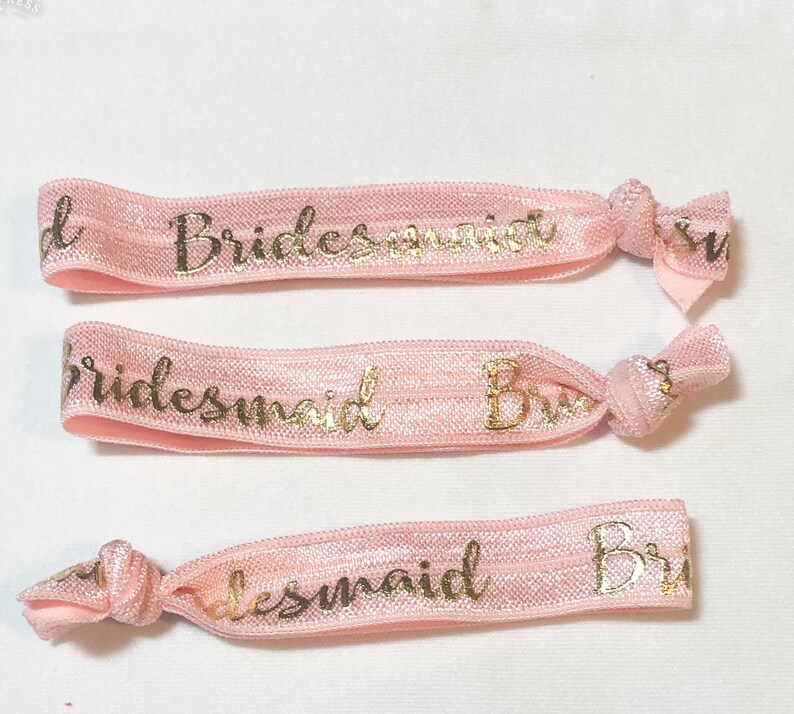 Bridesmaid Hair Ties Pink// Will You Be My Bridesmaid// Bride Etsy