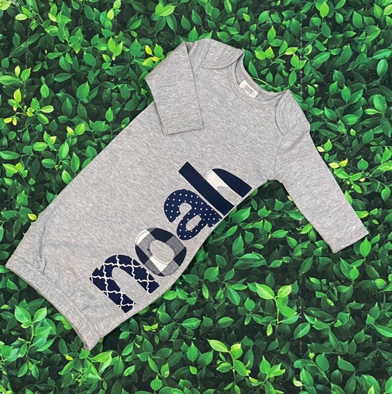 Baby Boy Coming Home Outfit// Boy Name Gown// Newborn Boy Etsy