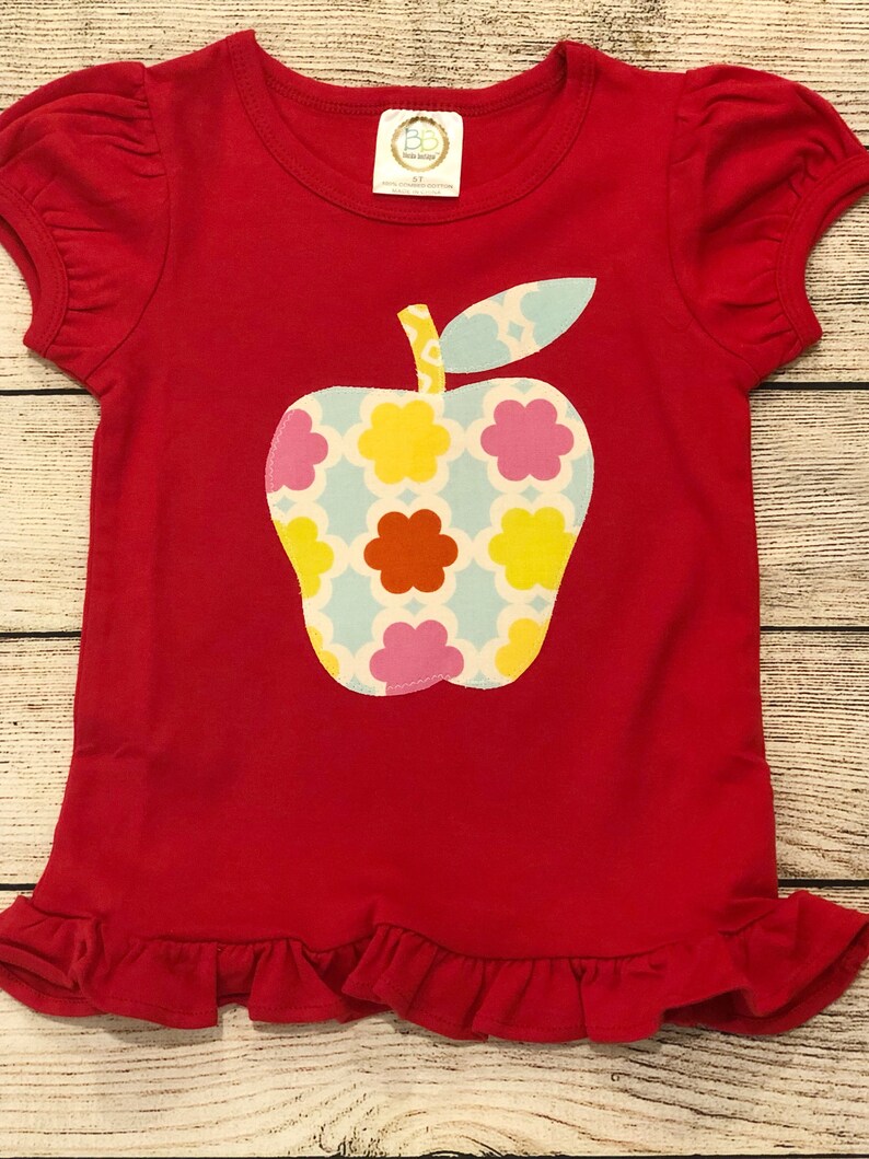 Apple shirt Girl back to school shirt First day of school shirt girls back to school outfit ruffle shorts
