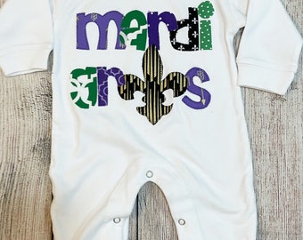 Mardi Gras romper, Boys mardi gras outfit, mardi gras baby