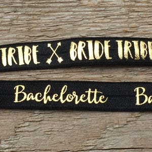 Black bridesmaid hairties// will you be my bridesmaid// maid of honor hairtie//bridesmaid ponytail holder image 2