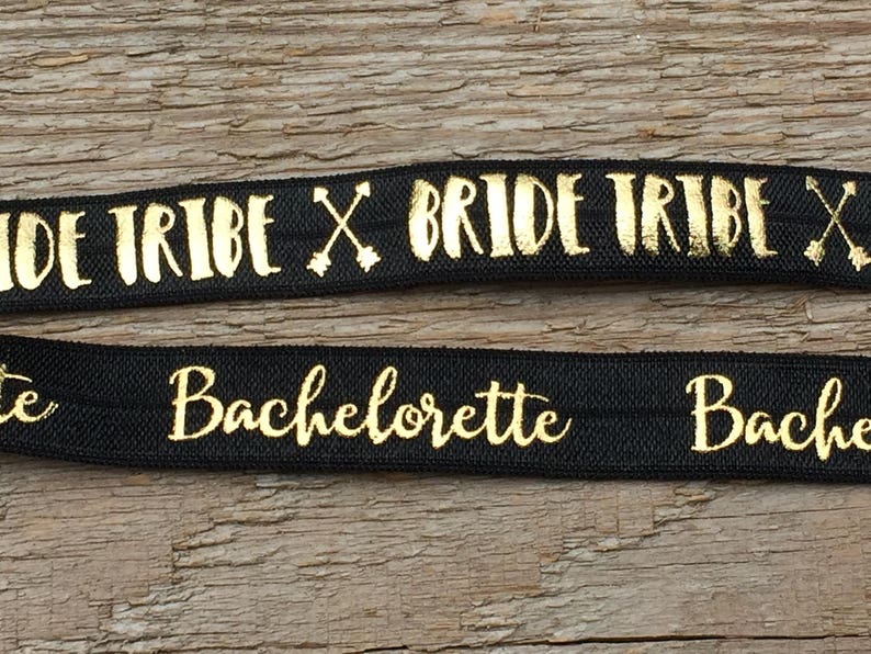 Black bridesmaid hairties// will you be my bridesmaid// maid of honor hairtie//bridesmaid ponytail holder image 2