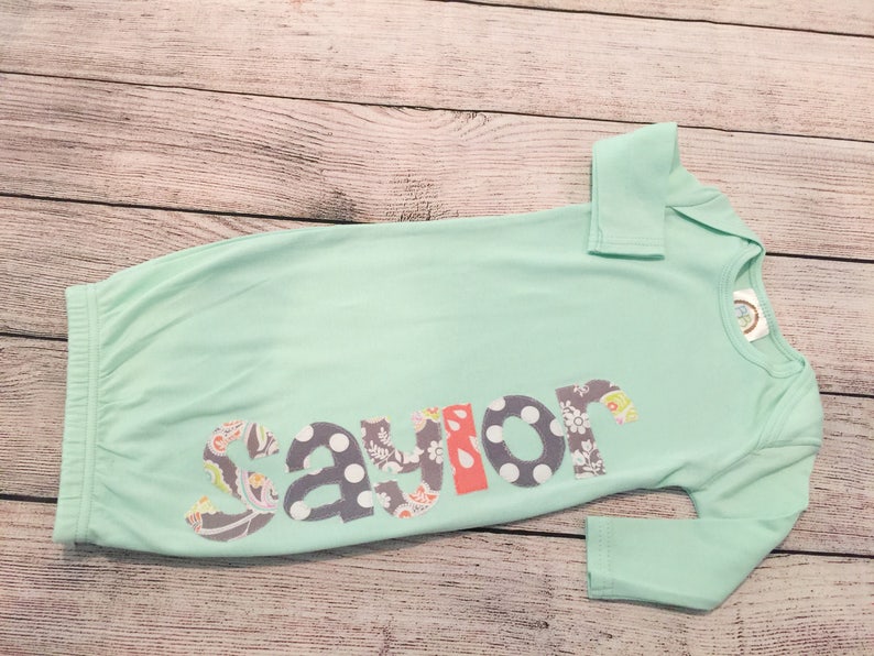mint green baby gift Coming home outfit girl newborn girl outfit name gown girl girl baby gift