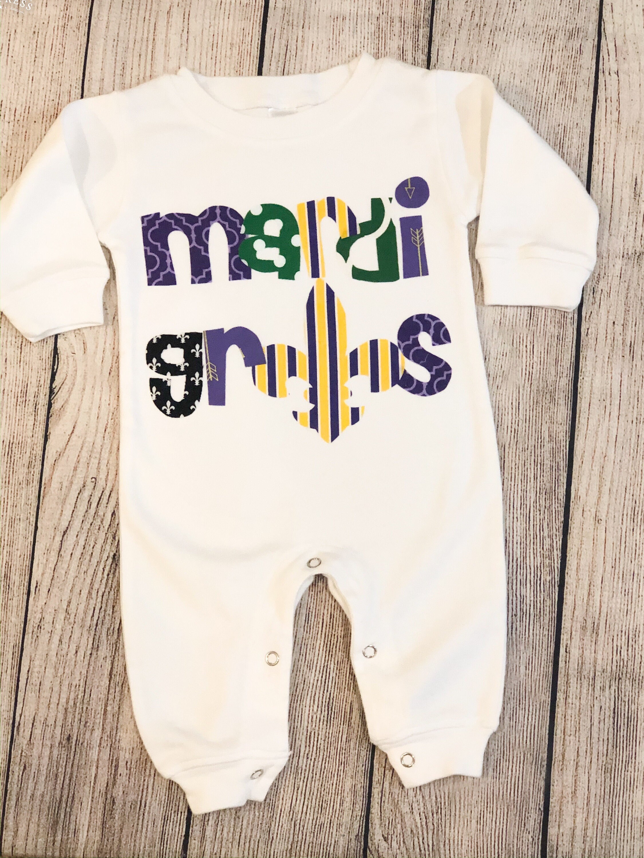 mardi gras romper baby
