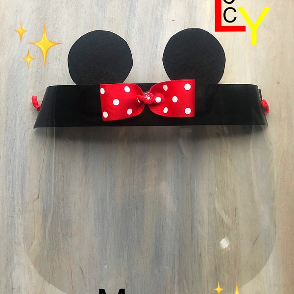 Kids Face Shields, Classic Minnie Mouse, PPE, Full Face Protection, Clear, Made in USA