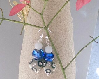 Gray Rhinestone Beaded Earrings