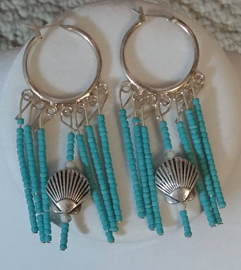 Tropical Seashell Hoop Earrings