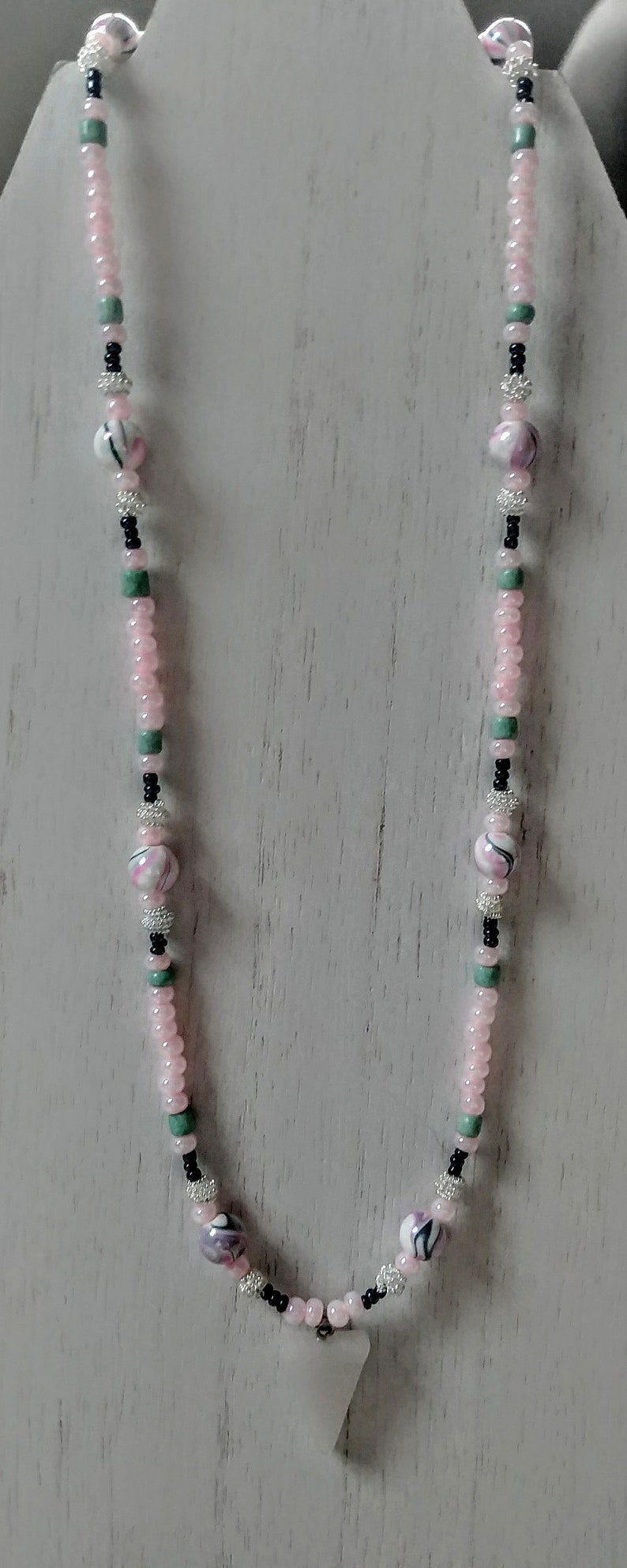 Stone Triangle Of Pink Necklace