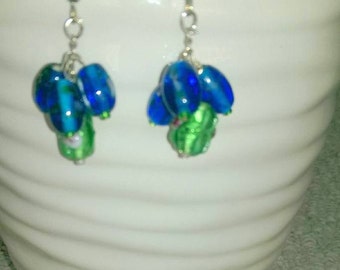 Blue and Green Dangle Earrings