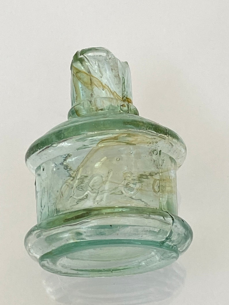 Antique Victorian ink Bottle embossed Pridge to the centre. Etsy