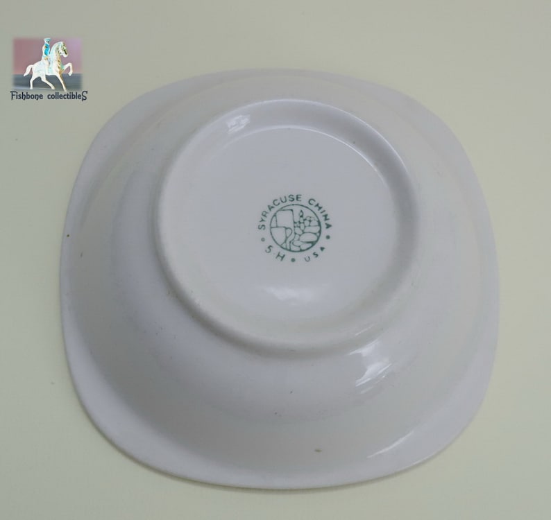 Syracuse Berkeley Cereal Bowl Restaurant Ware 1976 Vintage 5.5\u201d Square Rimmed Chip Resistant Vitreous China Porcelain American Pottery