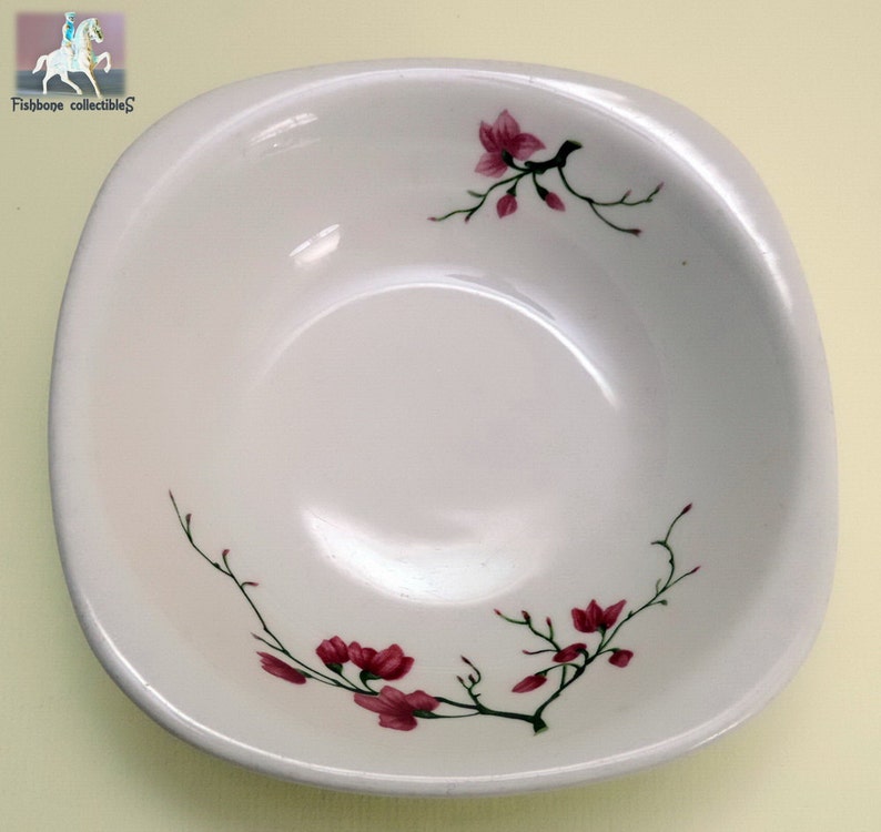 Syracuse Berkeley Cereal Bowl Restaurant Ware 1976 Vintage 5.5\u201d Square Rimmed Chip Resistant Vitreous China Porcelain American Pottery