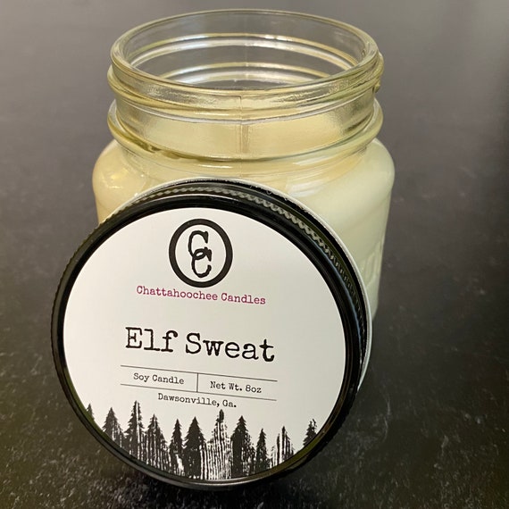 Elf Sweat- Mason Jar Soy Candle, 8oz