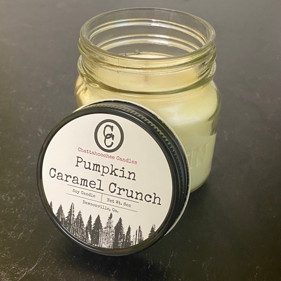 Pumpkin Caramel Crunch- Mason Jar Scented Soy Candle, 8oz