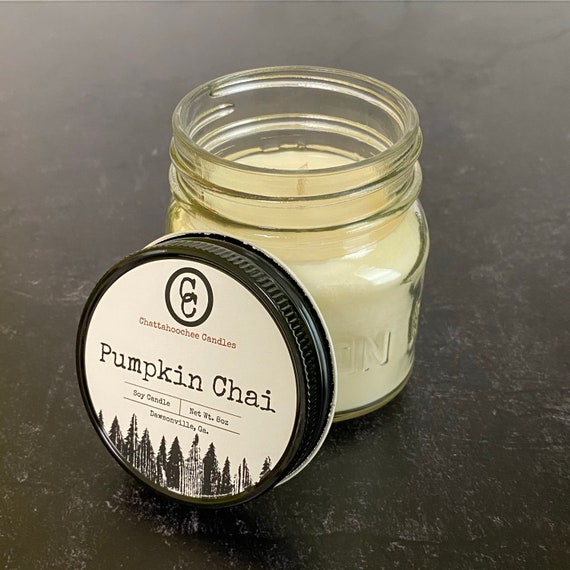 Pumpkin Chai- Mason Jar Scented Soy Candle, 8oz