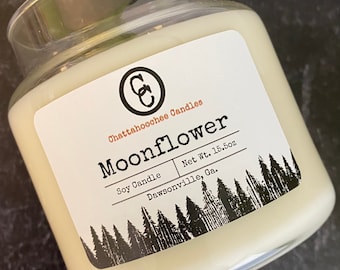 Moonflower Scented 3 Wick Soy Candle, Handmade Soy Candles, Apothecary Jar, Clean Burning Candles, Non Toxic, Spring Scents, 15.5 oz