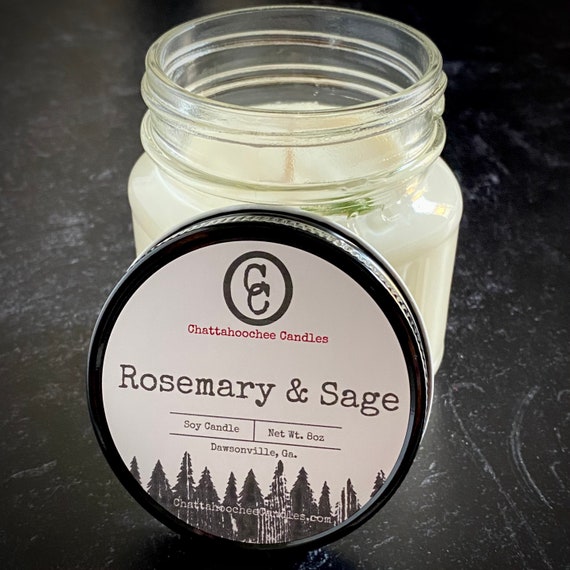 Rosemary Sage- 8oz Soy Mason Jar Candle