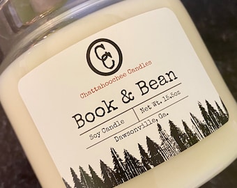 Book & Bean - Bougie de soja parfumée 3 mèches | Parfumé au café | Parfumé | ça sent la librairie Barnes and Noble | Bougie Rat de bibliothèque | 15,5 oz