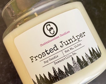 Frosted Juniper | 3 Wick Scented Soy Candle, Christmas Candles, Large Candle, Winter Scents, Cozy Candles, Holiday Candles | 15.5oz