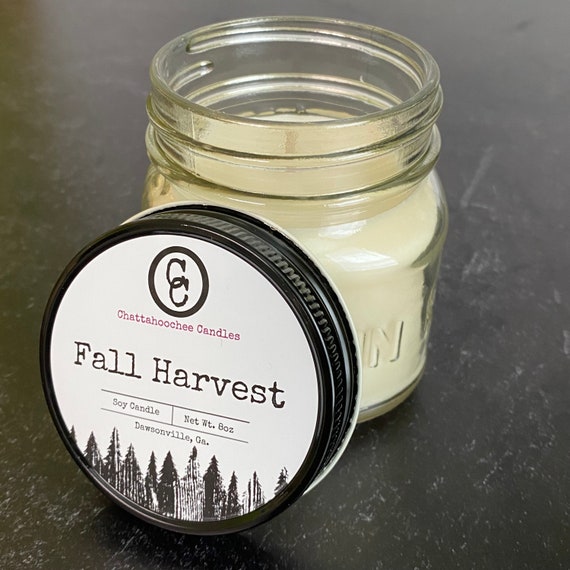 Fall Harvest- Mason Jar Scented Soy Candle, 8oz