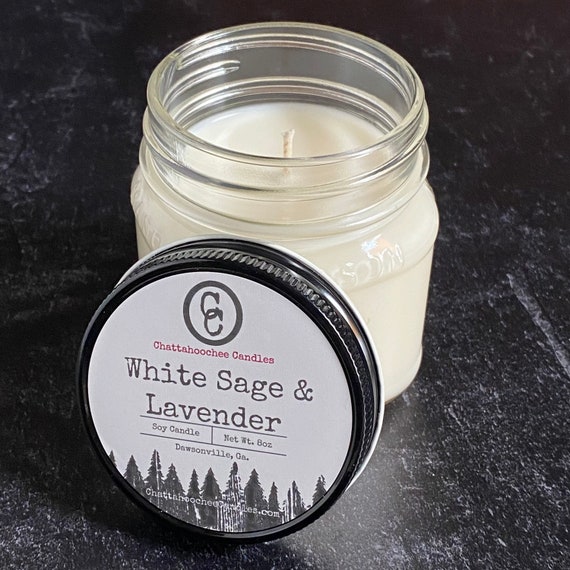 White Sage & Lavender- Mason Jar Scented Candle (8oz)