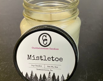 Mistletoe | Mason Jar Soy Candle, Christmas Candles, Large Candle, Winter Scents, Cozy Candles, Holiday Candles, Kissing Candles | 8oz