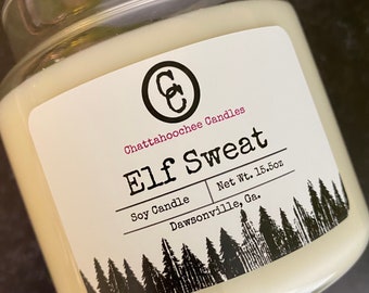 Elf Sweat- 3 Wick Scented Soy Candle, Handmade, Christmas Candles, Holiday Candles, Funny Candles, Sweet Candle, 15.5oz