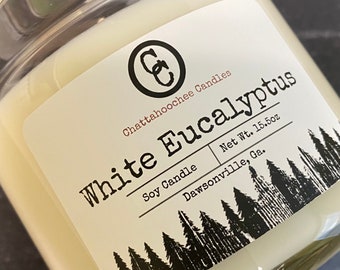 White Eucalyptus - Scented Soy Candle | 3 Wick Candle | 15.5oz