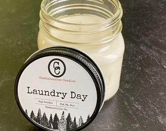 Laundry Day | Gain Scented Soy Candle | Laundry Detergent Scented Candle, Fresh Laundry Scent, Single Wick Mason Jar Soy Candle | 8oz