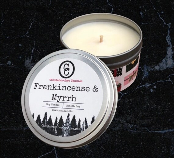 Frankincense and Myrrh Scented Soy Candle- 8oz Travel Tin