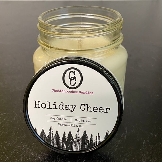 Holiday Cheer- Mason Jar Soy Candle, 8oz