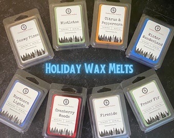 Holiday Collection - Wax Melts, Holiday Wax Melts, Christmas Scents, Pine Scented, Christmas Tree Smells, Winter Fragrances, 3oz Clamshells