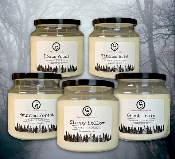 Spooky Collection - Soy Candles - 3 Wick (15.5oz) & Mason Jar (8oz) Candles - Halloween Candles - Hocus Pocus