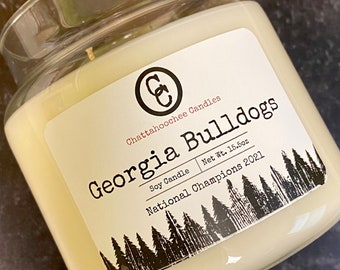 Georgia Bulldogs National Champions 2021 Candle | SEC Championship 2022 | Scented Soy Candle | 3 Wick Candle | 15.5 oz