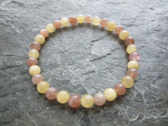 Color : Yellow Reiki Crystal Products Citrine Bracelet 6 mm Round Bead Reiki Healing Crystal Bracelet for Unisex